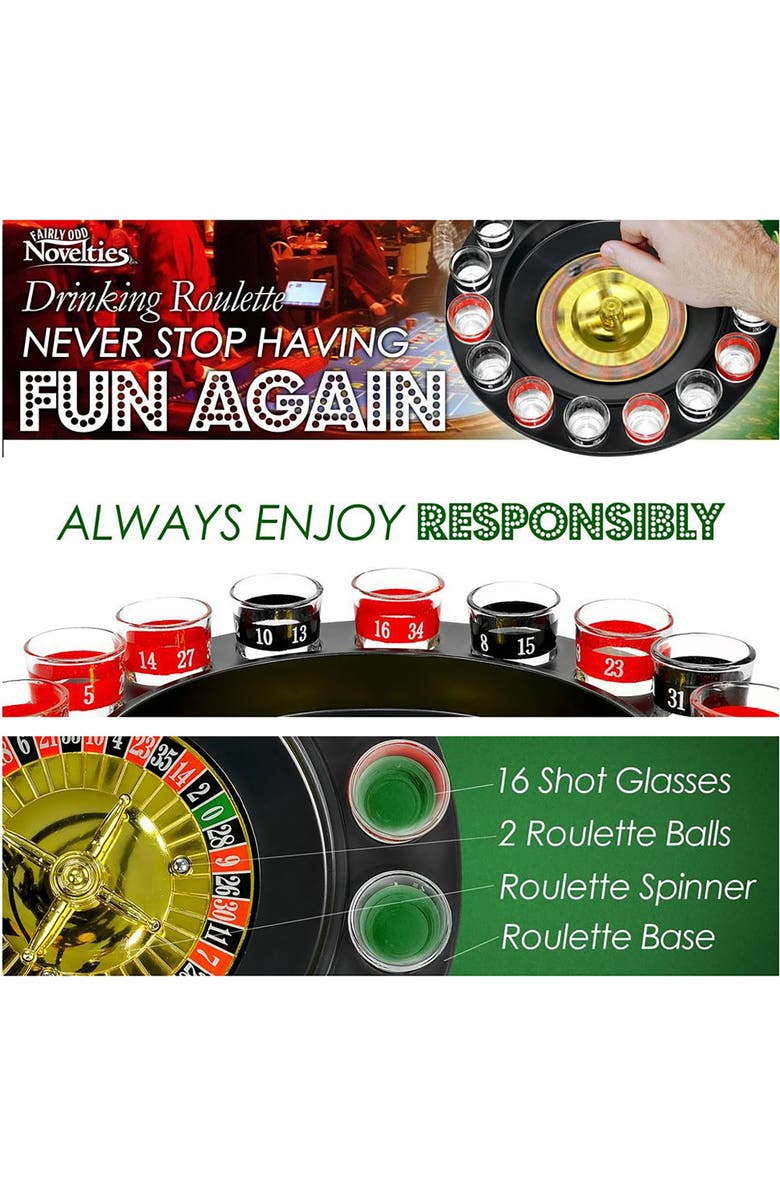 Fairly Odd Novelties Shot Glass Roulette, Drinking Casino Party Game Set, Alternate, color, Multicolored