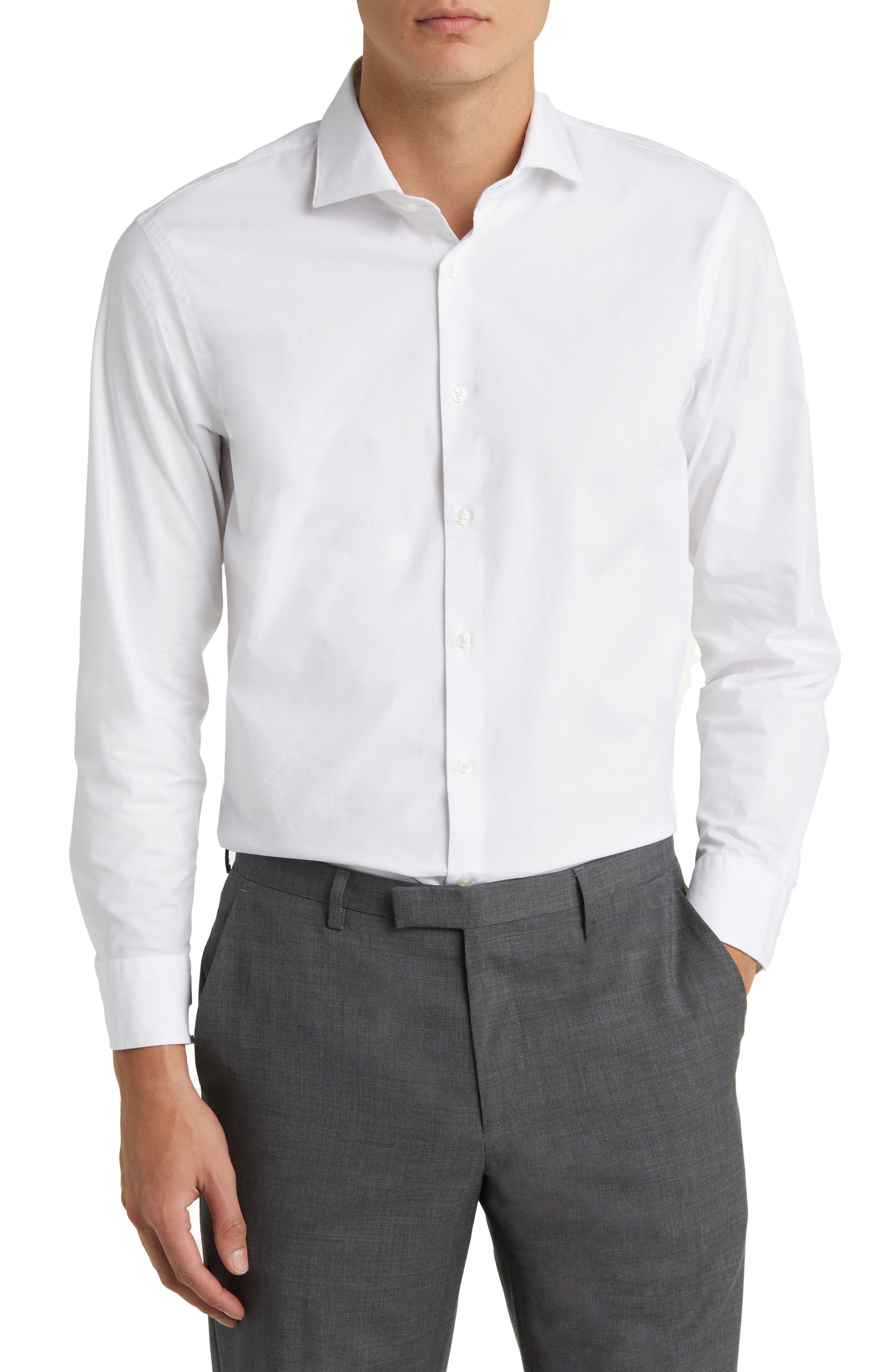 Nordstrom Extra Trim Fit Stripe Tech-Smart CoolMax® Non-Iron Dress Shirt