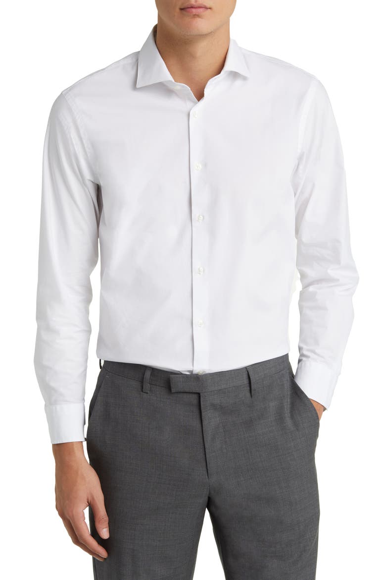 Extra Trim Fit Stripe Tech-Smart CoolMax® Non-Iron Dress Shirt, Main, color, WHITE