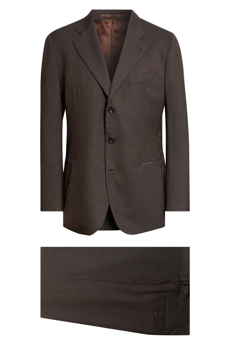 Waverly High Twist Wool Suit, Alternate, color, CHARCOAL-BROWN