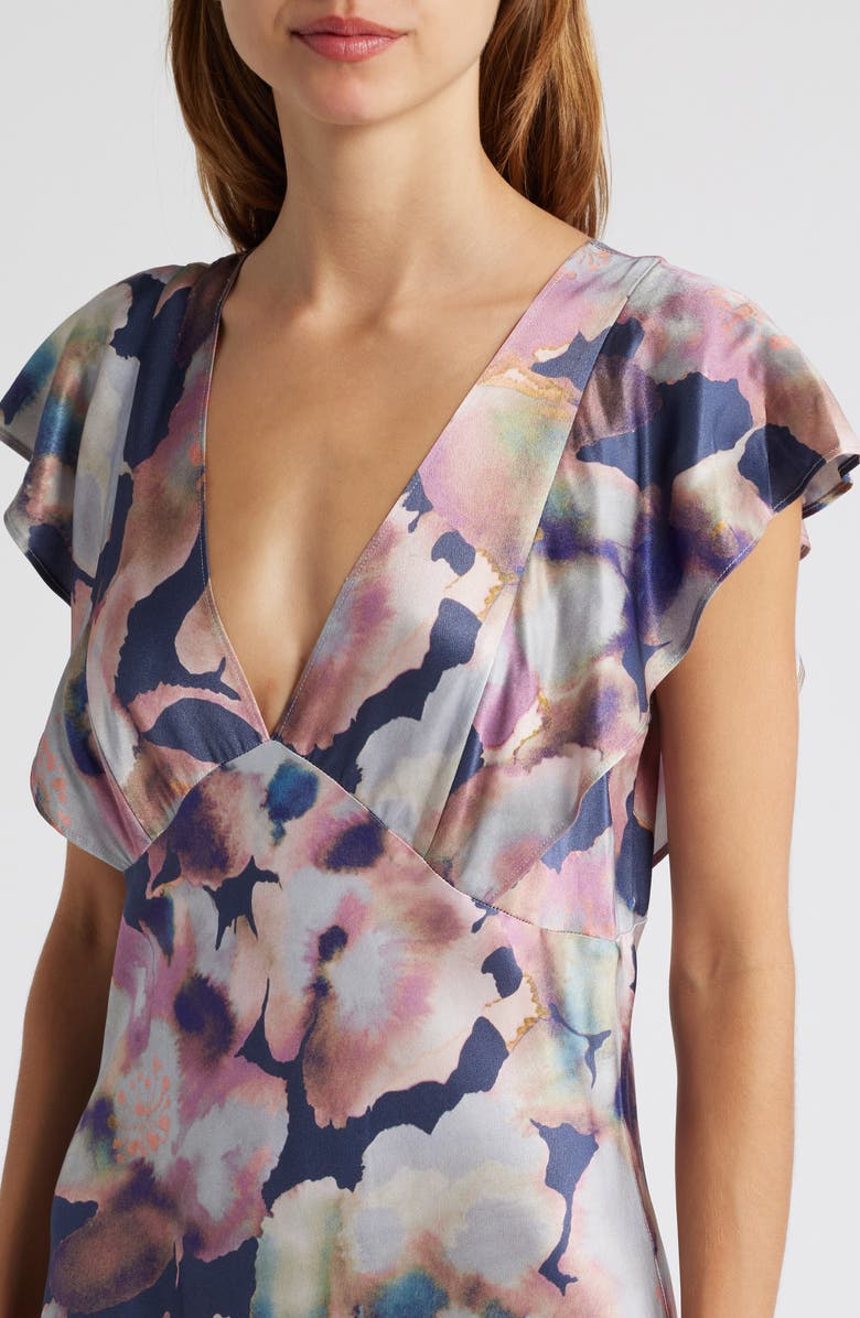 Rails Dina Flutter Sleeve Midi Dress, Alternate, color, Midnight Verbena