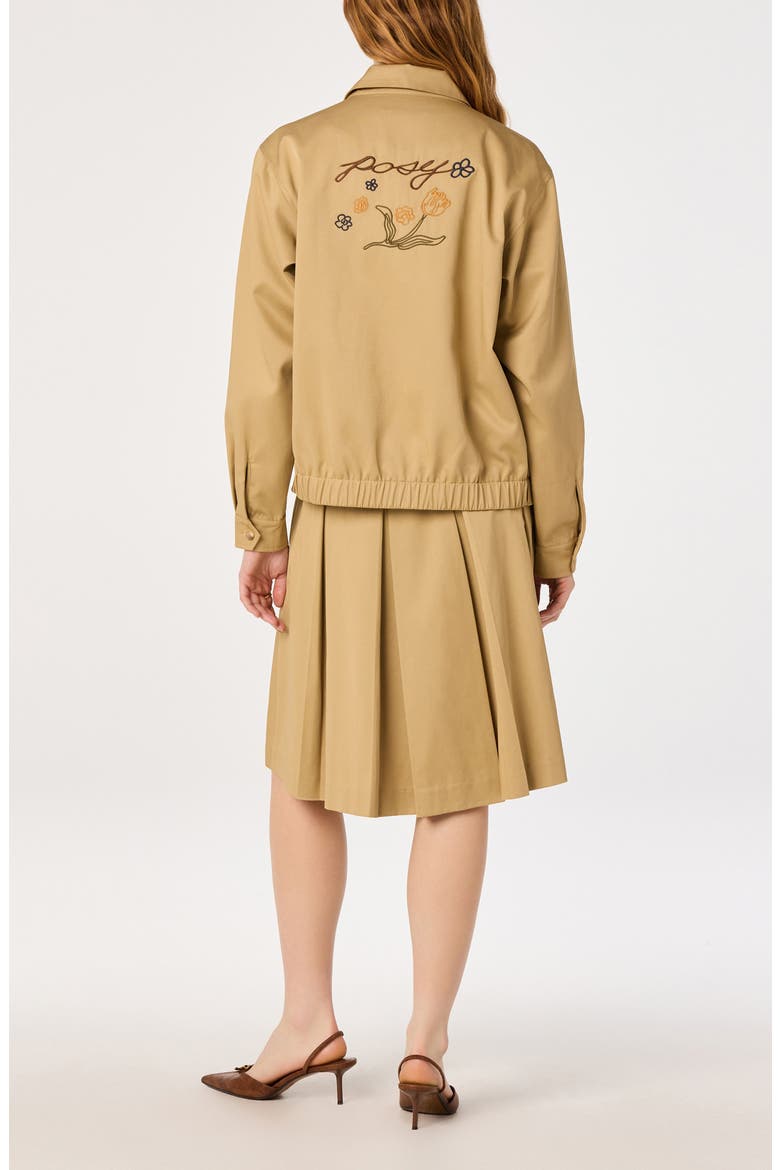 Alice Embroidered Cotton Blend Jacket, Alternate, color, KHAKI