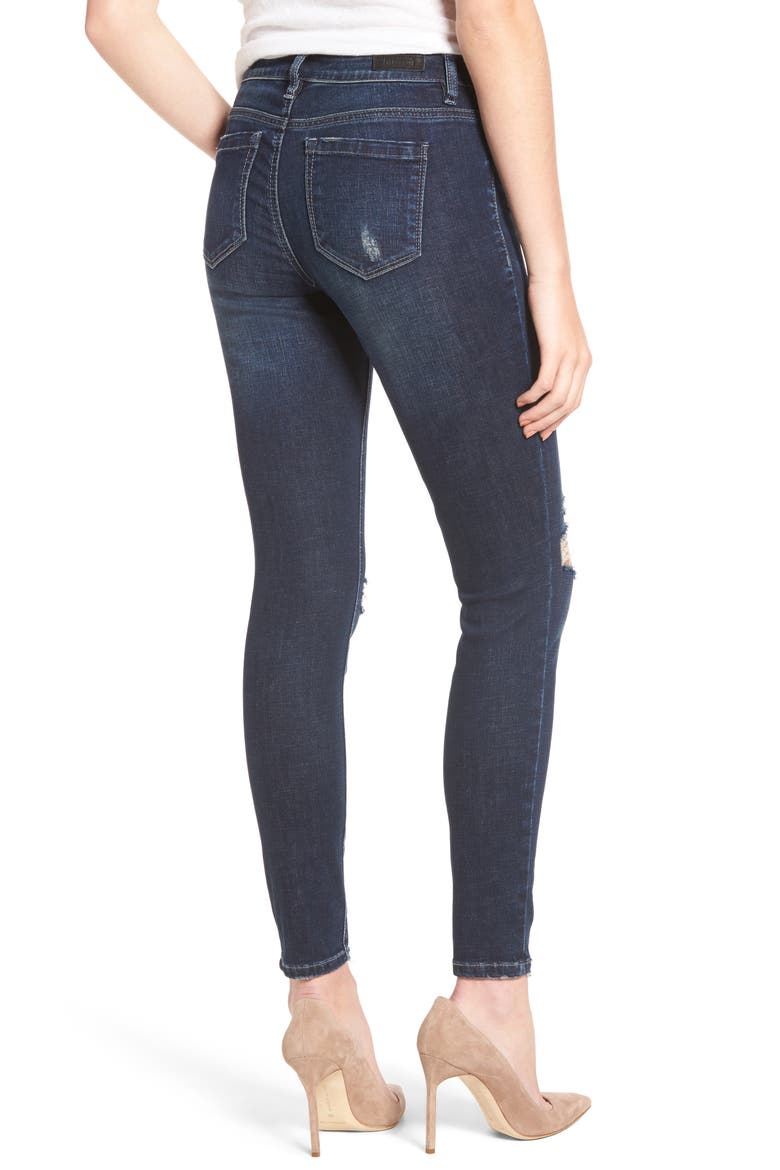 Ripped Ankle Skinny Jeans, Alternate, color, MODERN VICE DARK BLUE