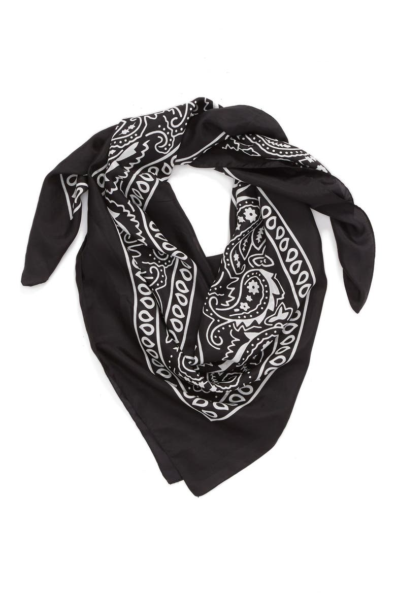 'Bandana' Silk Scarf, Main, color, BLACK