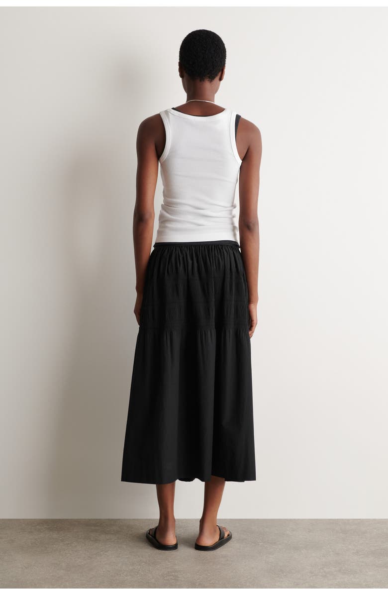 COS Tiered Gathered Midi Skirt, Alternate, color, Black