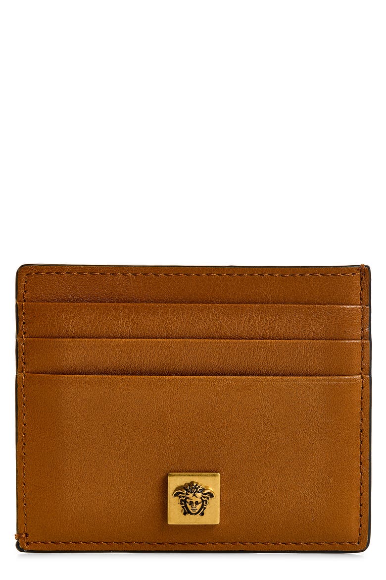 Flat Leather Card Case, Main, color, LEATHER-GOLD 82