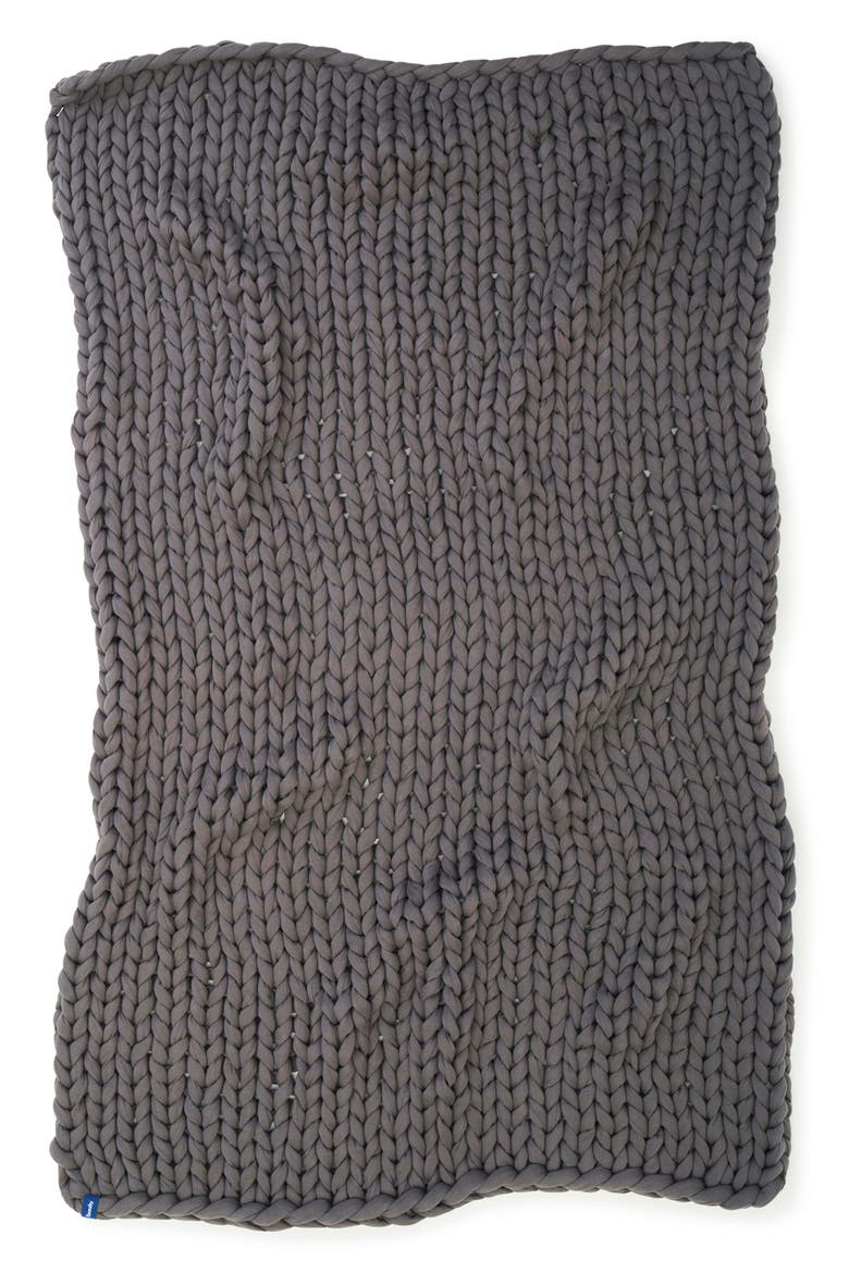 Organic Cotton Weighted Knit Blanket, Alternate, color, ASTEROID GREY