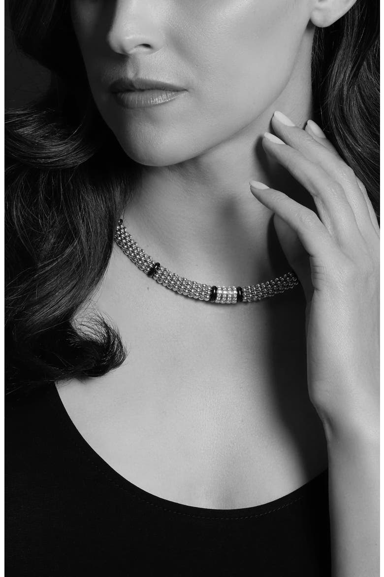 Black Caviar Diamond Rope Necklace, Alternate, color, SILVER/ CERAMIC/ DIAMOND