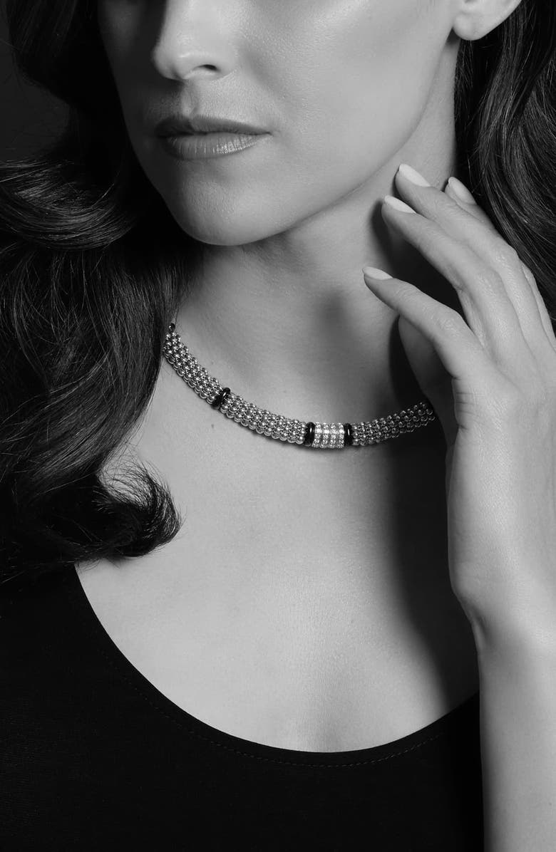 LAGOS Black Caviar Diamond Rope Necklace, Alternate, color, Silver/ Ceramic/ Diamond