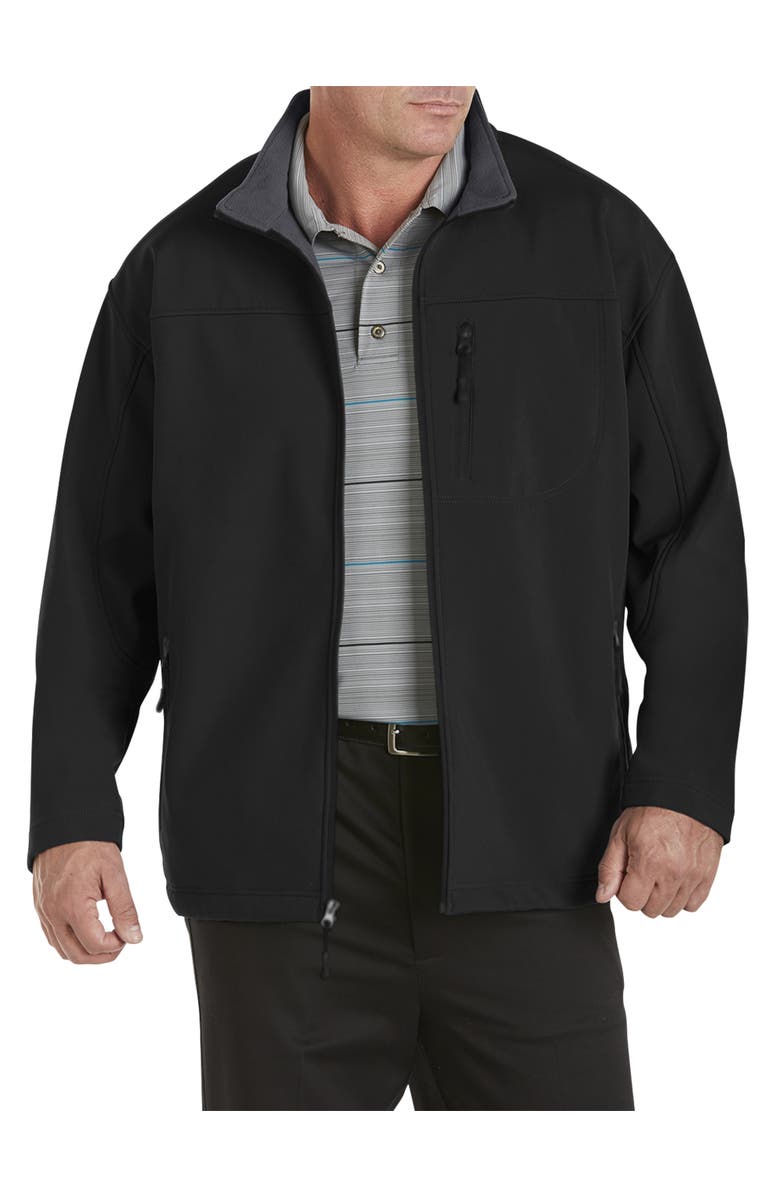 Harbor Bay by DXL Big & Tall Bonded Fleece Jacket, Main, color, Blk Chacoal