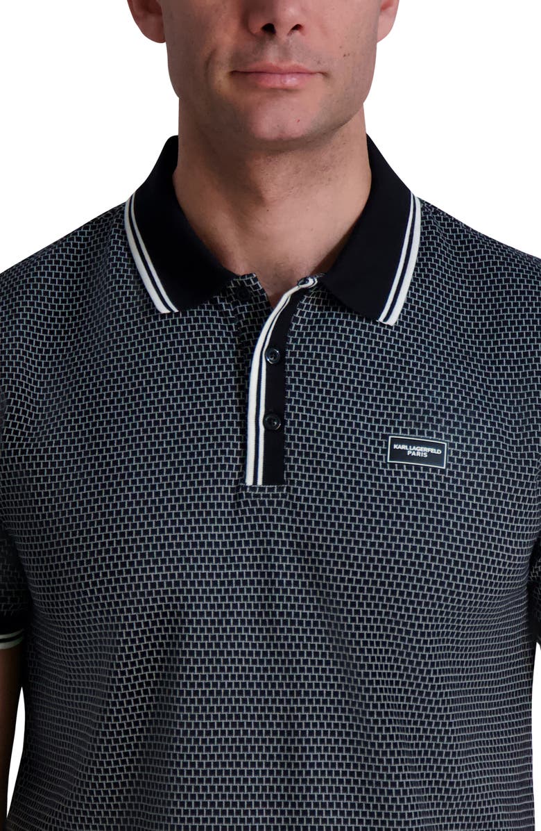 KARL LAGERFELD PARIS Textured Performance Knit Polo, Alternate, color, Black