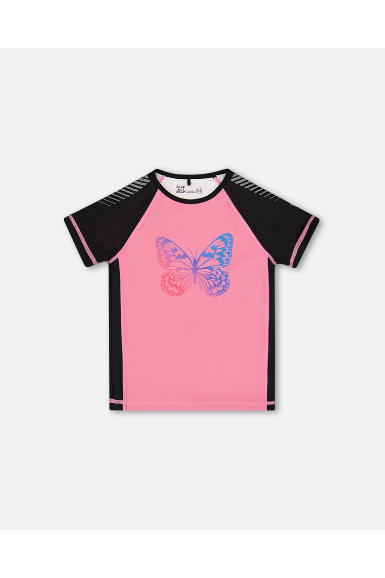 Girl's Printed Short Sleeve Athletic Top Pink With Butterflies, Main, color, Pink And Butterflies Printed