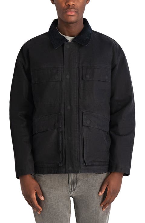 Waxed Cotton Jacket with Corduroy Collar