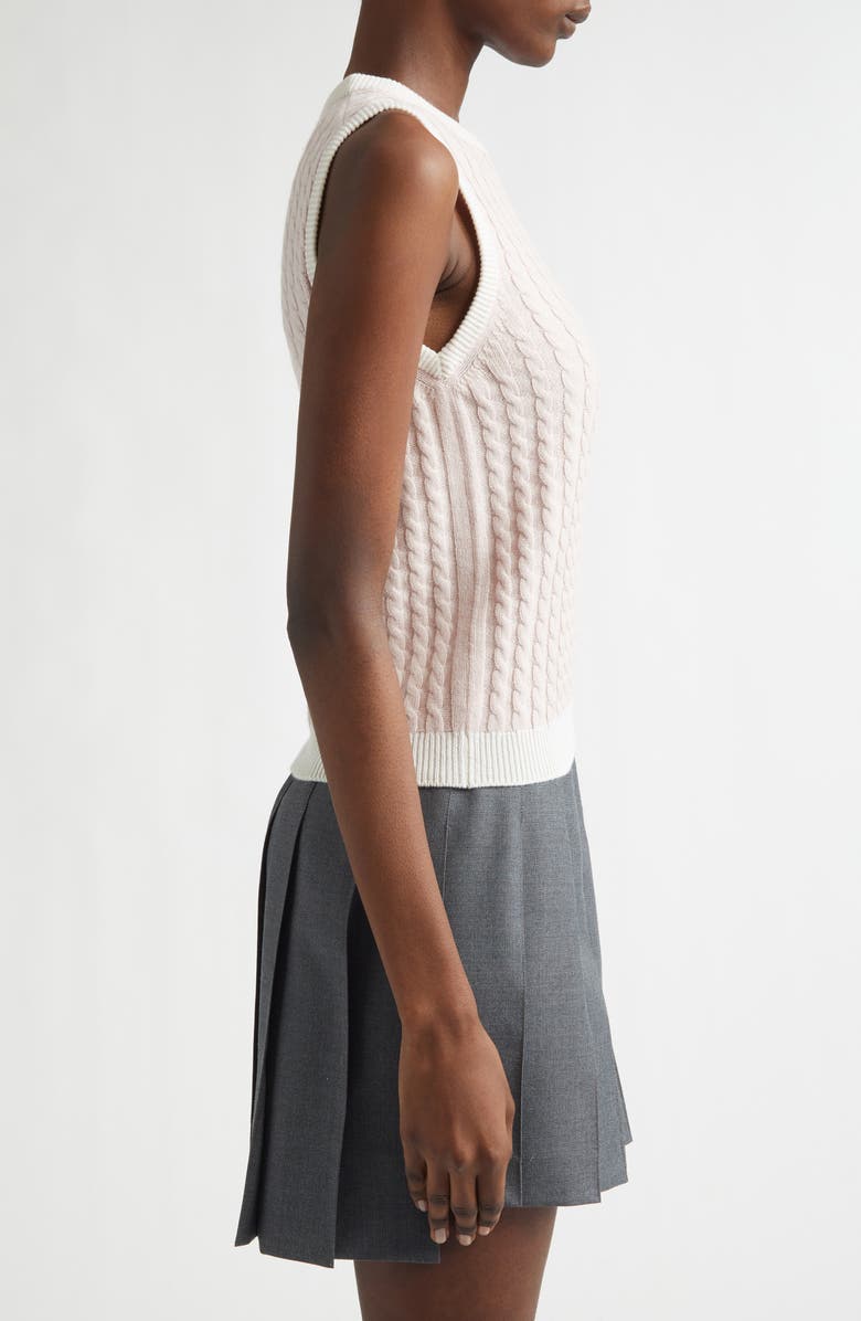 Thom Browne Baby Cable Stitch Cashmere Sweater Shell, Alternate, color, Light Pink