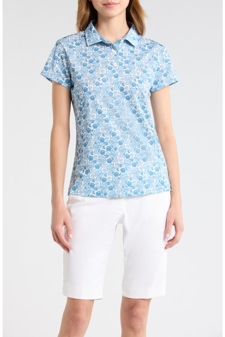 Melissa Print Golf Polo, Main, color, BLUE SHADOW