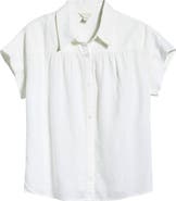 Caslon® Short Sleeve Linen Blend Button-Up Shirt