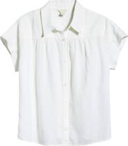 Caslon® Short Sleeve Linen Blend Button-Up Shirt