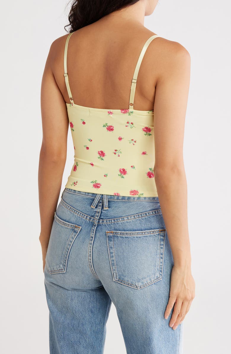 Madden Girl Lace Trim Corset Top, Alternate, color, Rose/ Pastel Yellow Combo