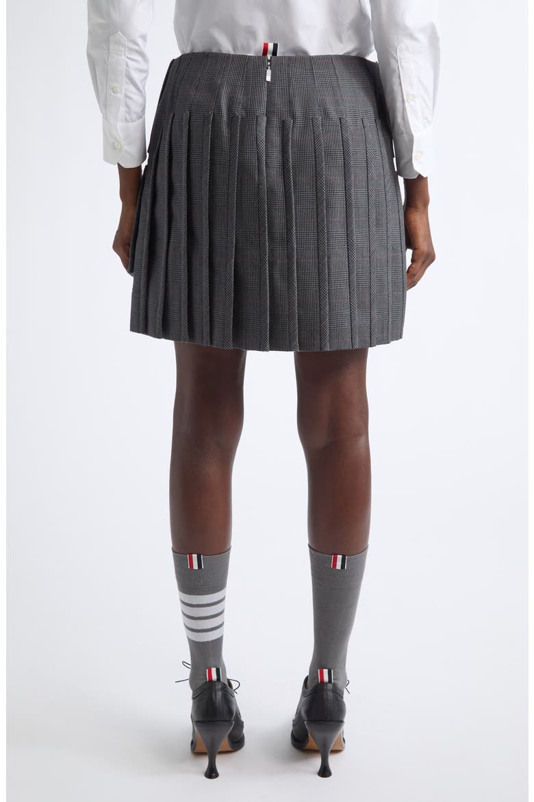 Plaid Low Rise Pleated Miniskirt, Alternate, color, DARK GREY