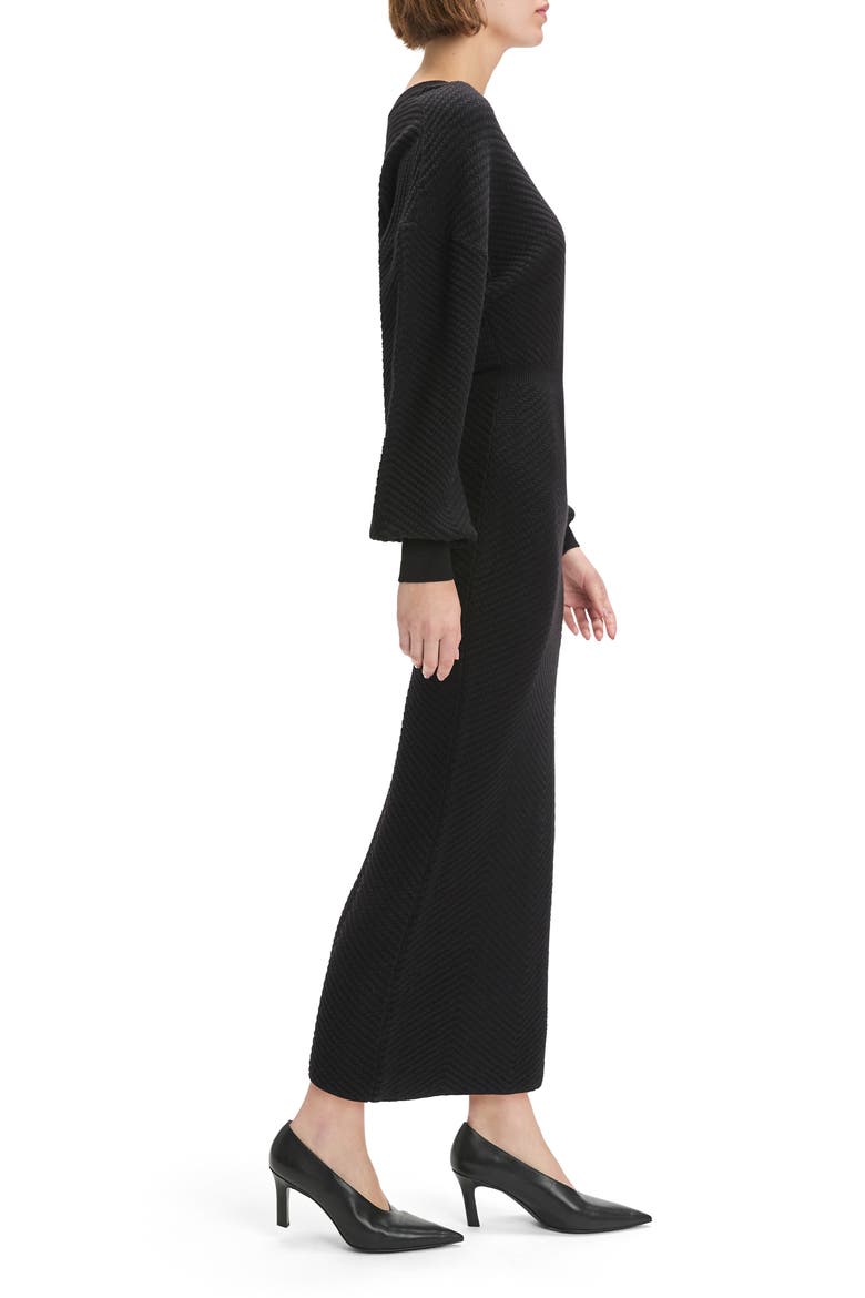 The Ava Long Sleeve Sweater Maxi Dress, Alternate, color, BLACK