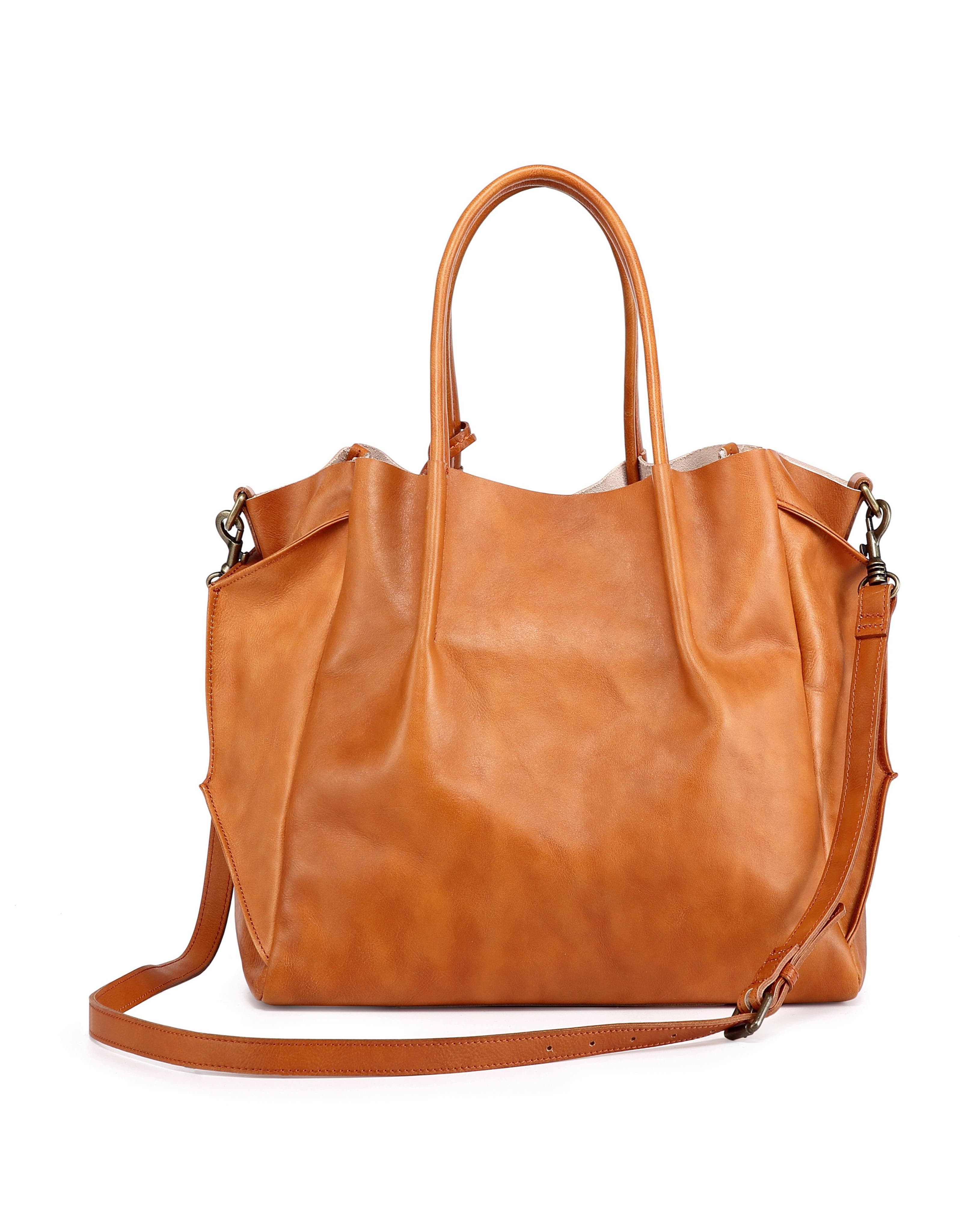 Sprout Land Genuine Leather Convertible Tote, Alternate, color, Chestnut