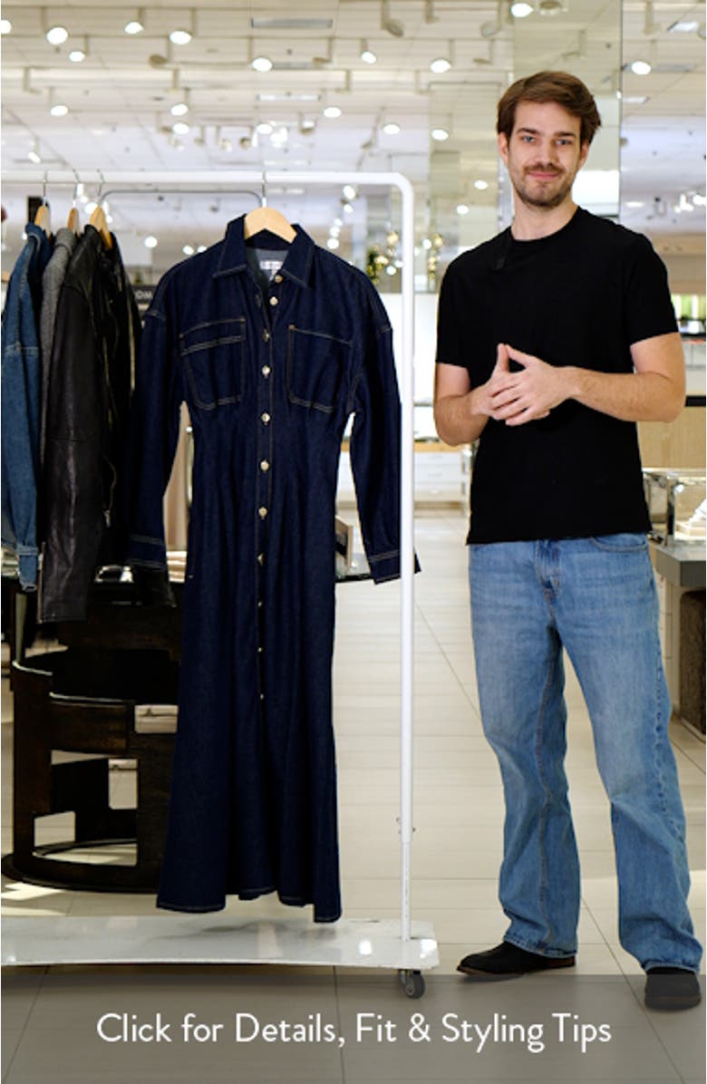 Nipped Long Sleeve Twill Maxi Dress, sales video thumbnail