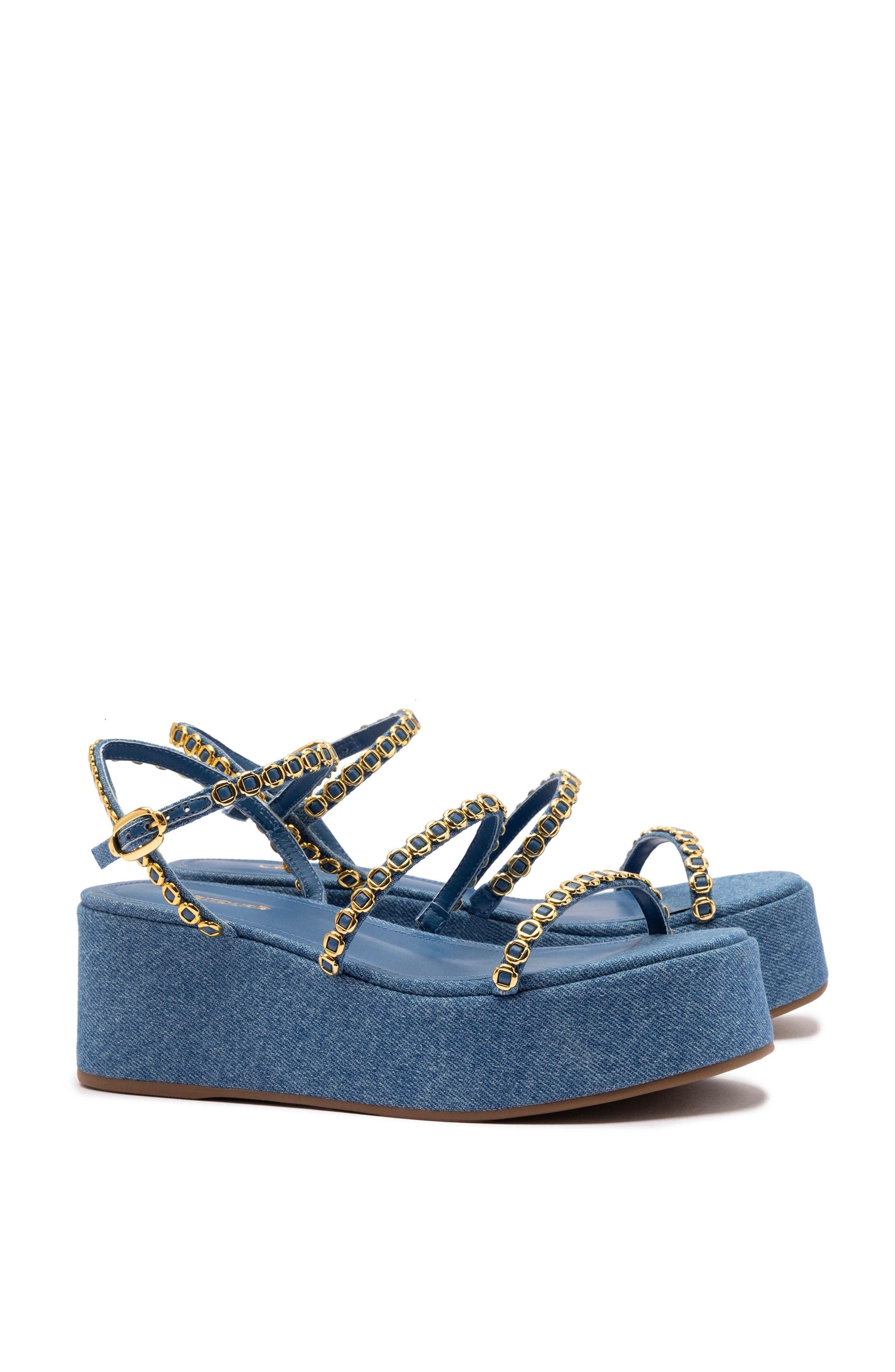 Larroudé Gio Milanina Flatform Sandal, Alternate, color, Blue