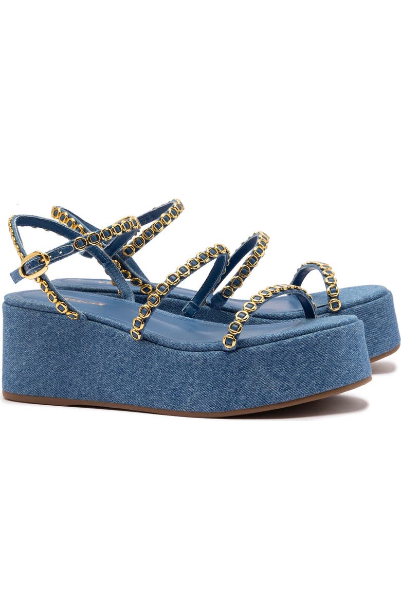Larroudé Gio Milanina Flatform Sandal, Alternate, color, Blue
