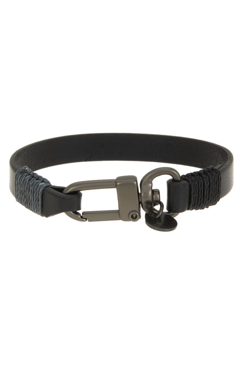 Leather Bracelet, Main, color, BLACK
