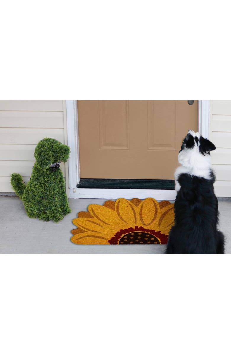 tag Sunflower Flower Shaped Natural Coir Welcome Doormat, Alternate, color, Yellow