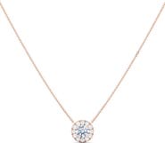 HauteCarat Round Brilliant Halo Lab Created Diamond Pendant Necklace
