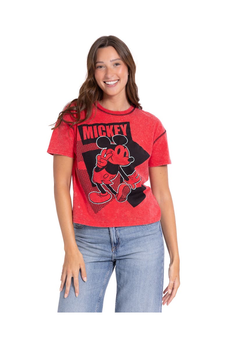 Mickey Mouse Women's Short Sleeve T-Shirt, Alternate, color, Red Peace Mickey