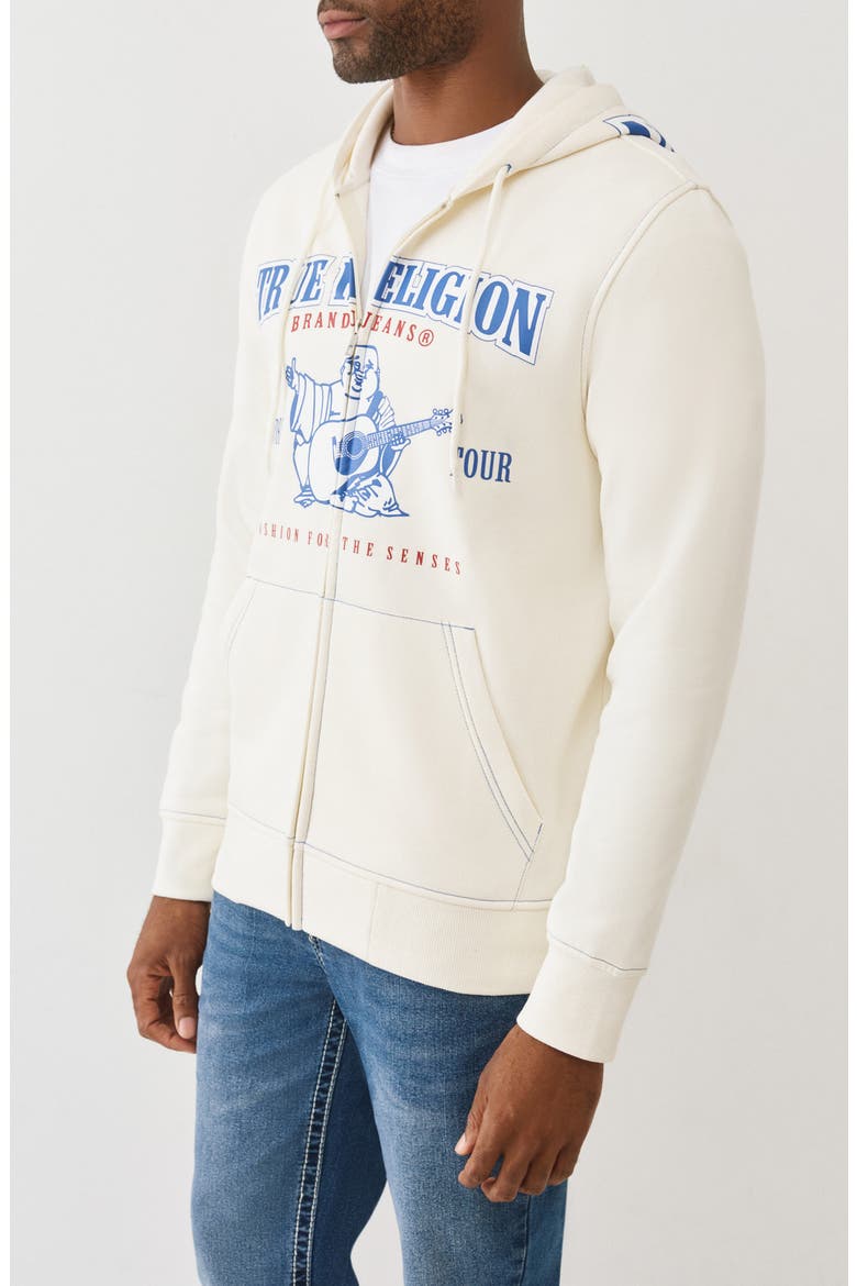 Buddha Icon Zip Hoodie, Alternate, color, WINTER WHITE