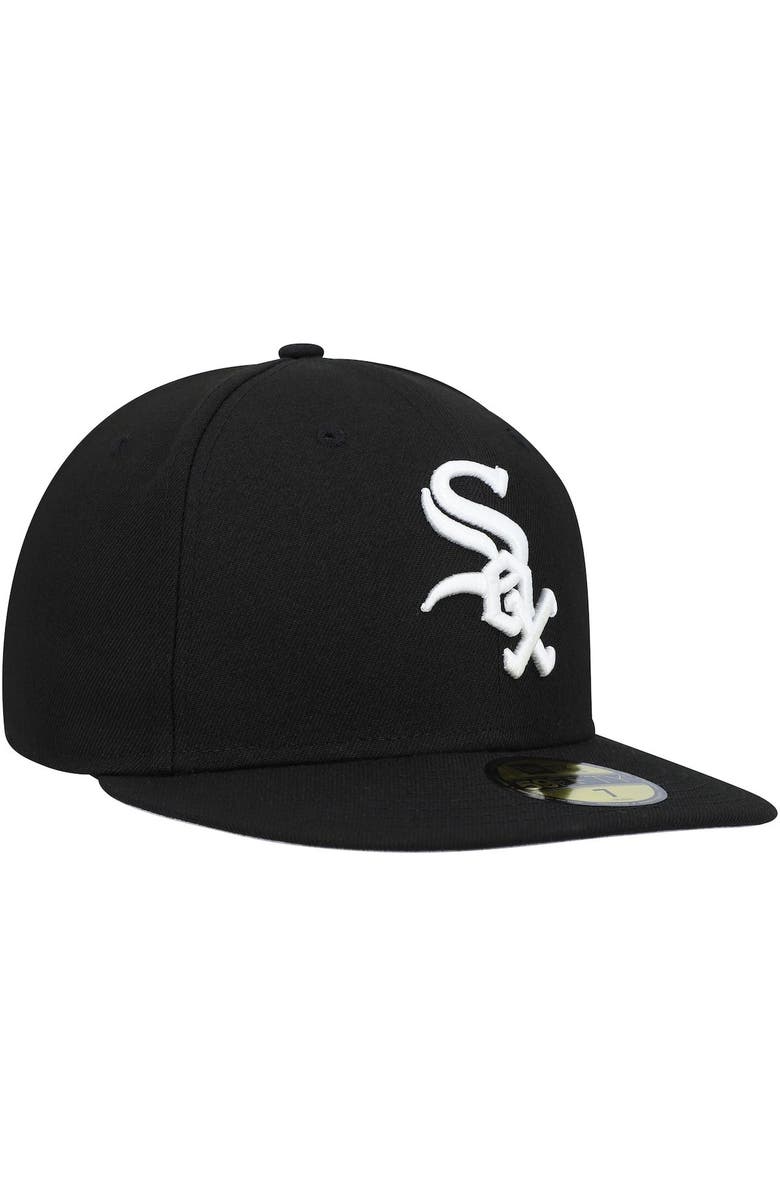 New Era Men's New Era Black Chicago White Sox Throwback Authentic Collection 59FIFTY Fitted Hat, Alternate, color,