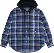 Fortela Embroidered Hooded Plaid Shirt