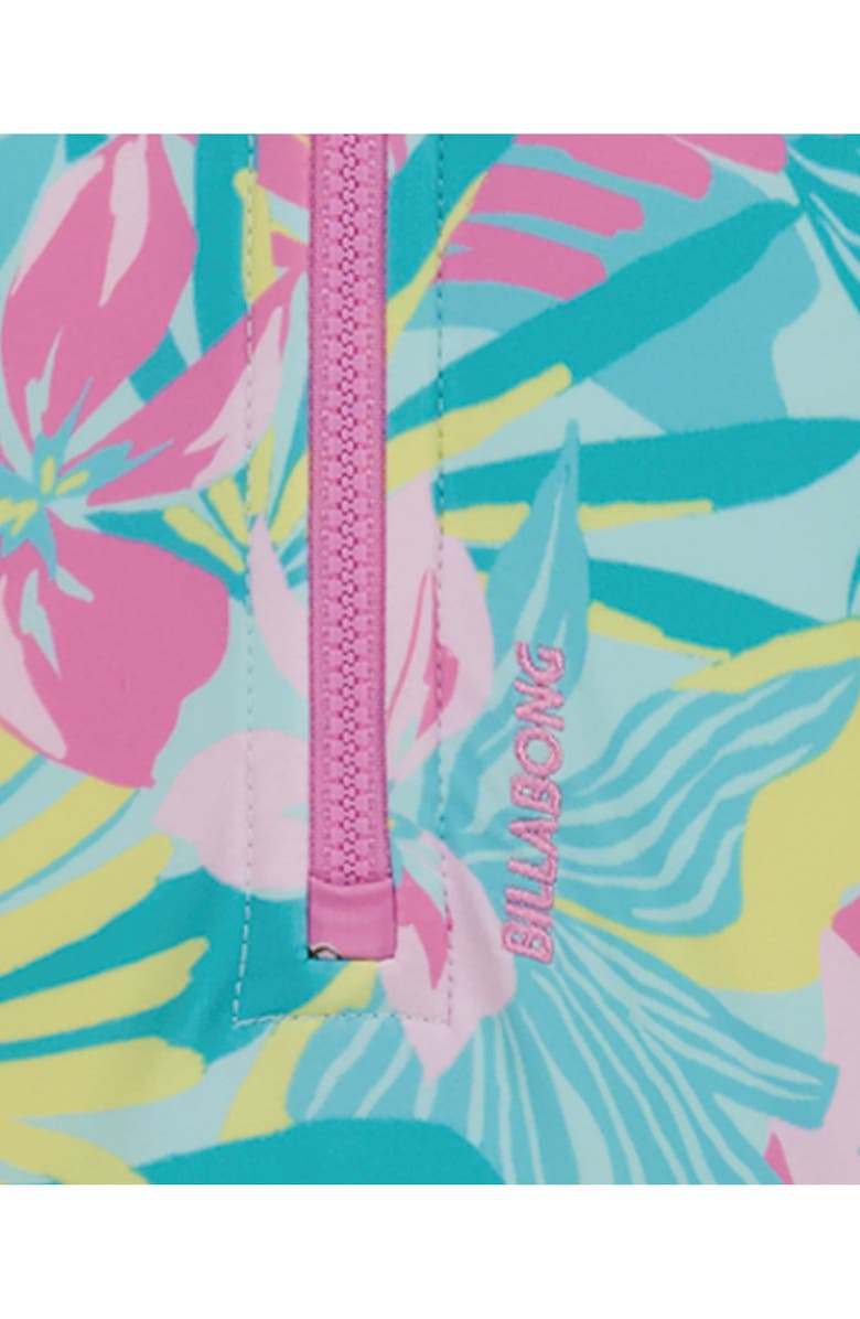 Billabong Kids' Des Tropics Long Sleeve One-Piece Rashguard Swimsuit, Alternate, color, Mint