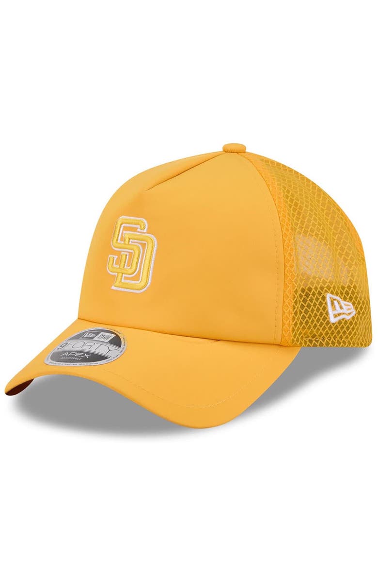New Era Men's New Era Gold San Diego Padres 2026 Batting Practice Apex 9FORTY Adjustable Trucker Hat, Main, color, Gold