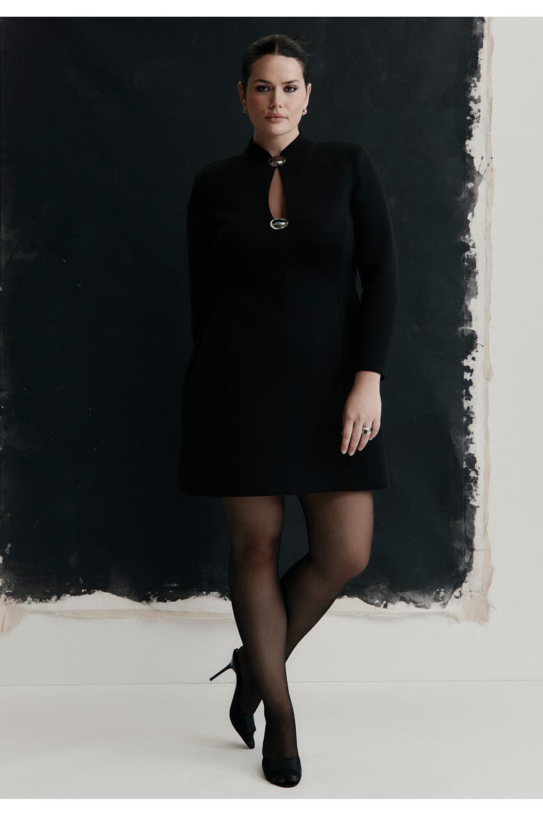 Hardware Detail Structured Mini Dress (plus), Alternate, color, BLACK ONYX