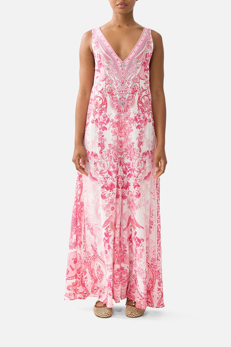 V Neck Flared Jumpsuit, Main, color, Livin La Vida Rosa