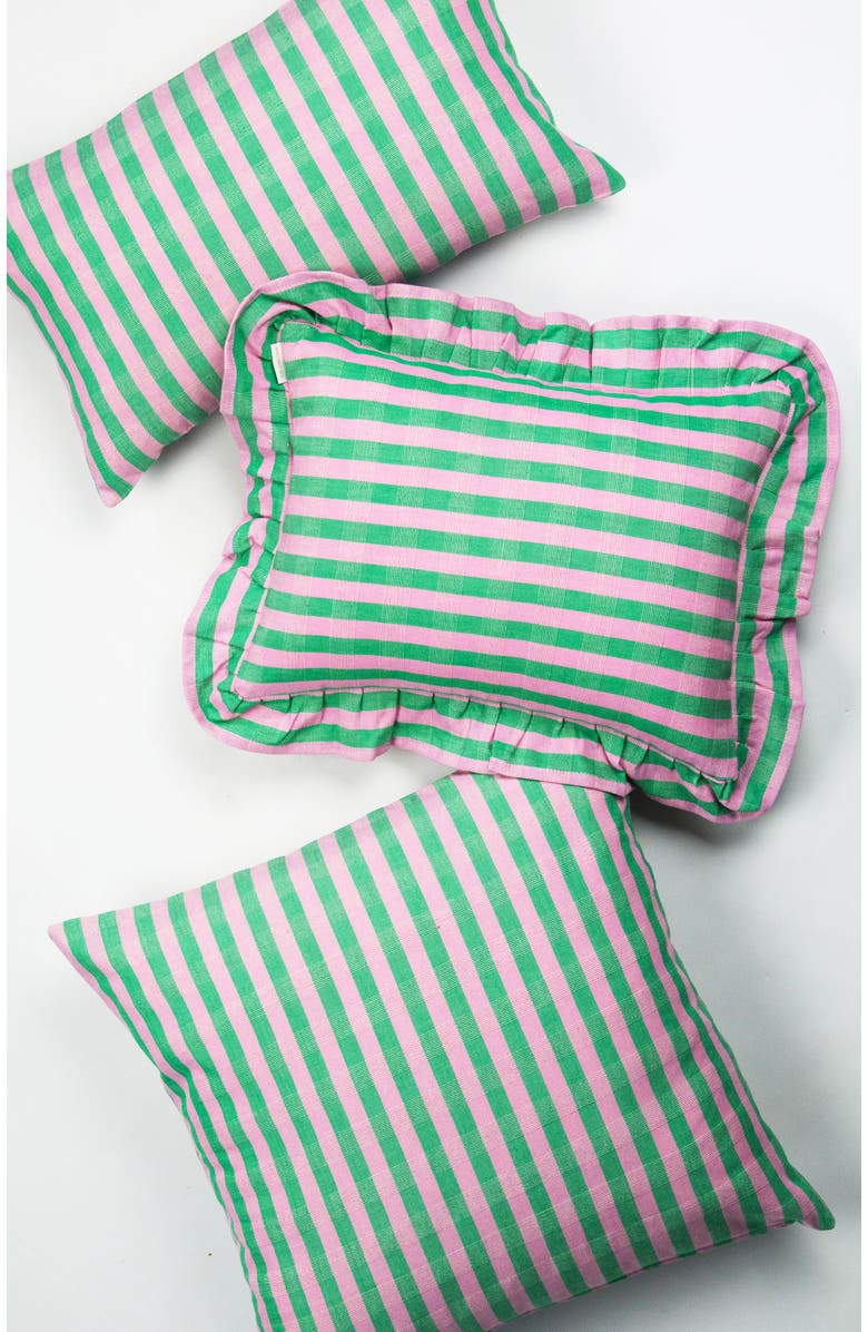 Archive New York Handwoven Classic Ruffle Square Cotton Throw Pillow, Alternate, color, Green