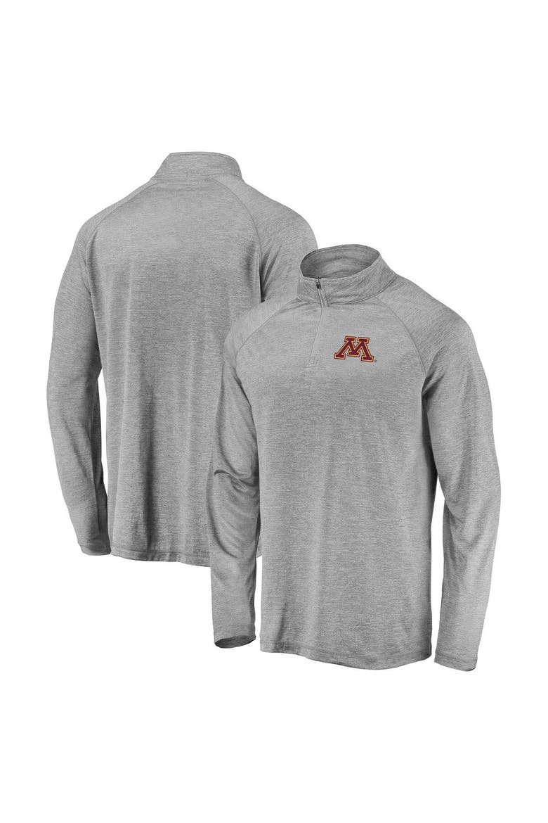 Men's Fanatics Branded Gray Minnesota Golden Gophers Striated Raglan Lightweight Quarter-Zip Top, Main, color, Gray