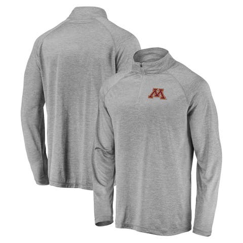 Men's Fanatics Branded Gray Minnesota Golden Gophers Striated Raglan Lightweight Quarter-Zip Top