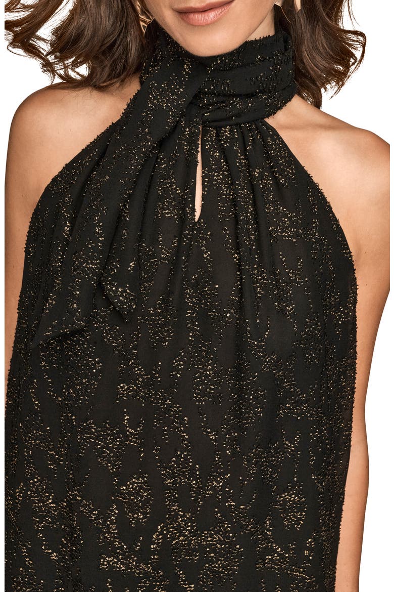 Metallic Halter Top, Alternate, color, BLACK/ GOLD