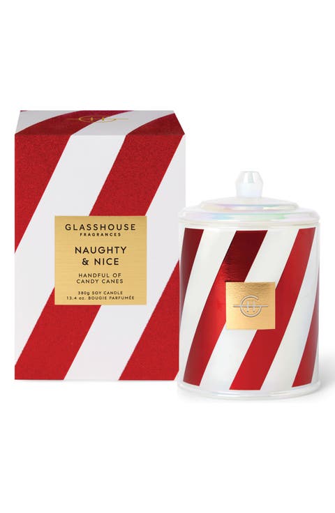 Naughty & Nice Handful of Candy Canes Christmas Candle