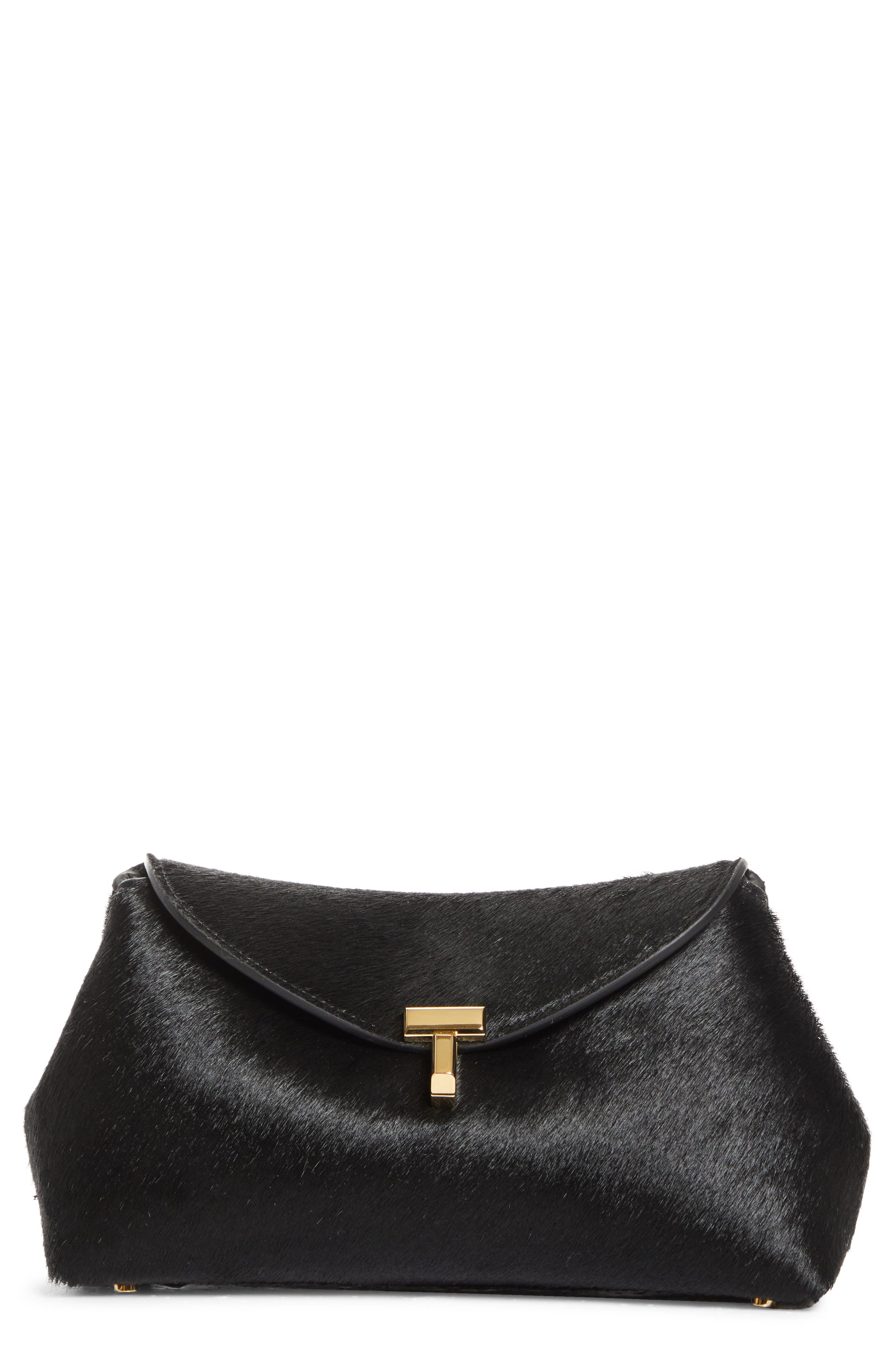TOTEME Mini T-Lock Clutch Bag, Main, color, Black