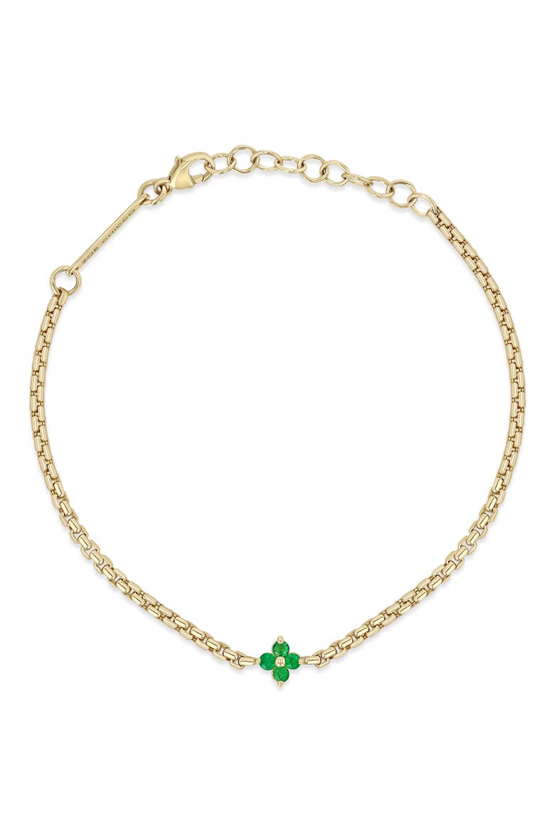 Quad Emerald Pendant Bracelet, Main, color, 14K YELLOW GOLD