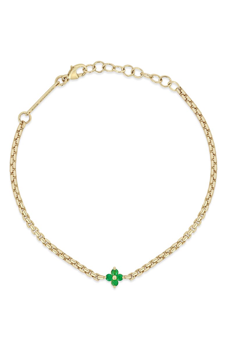 Zoë Chicco Quad Emerald Pendant Bracelet, Main, color, 14K Yellow Gold