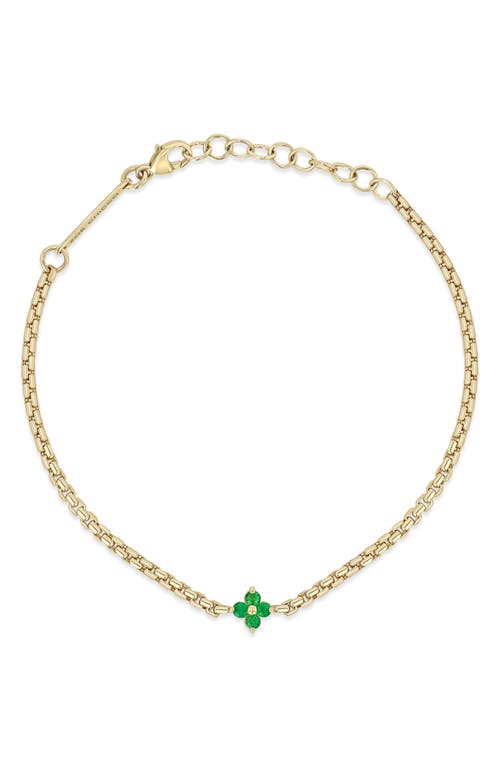 Zoë Chicco Quad Emerald Pendant Bracelet In 14k Yellow Gold