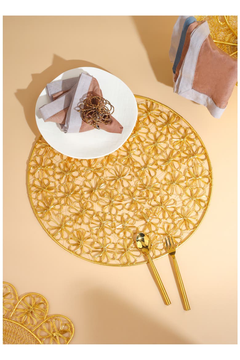 Bloom Lace Metal Placemat, Alternate, color, GOLD