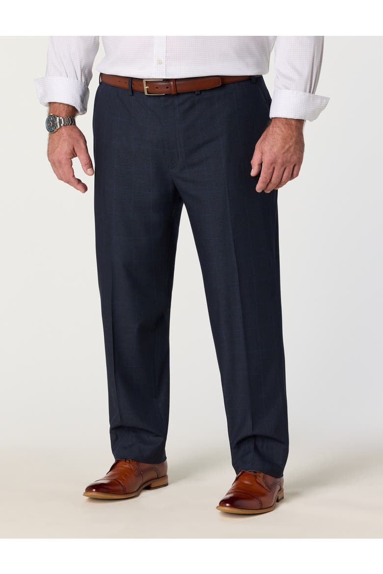 Big & Tall Houndstooth Windowpane Suit Pants, Main, color, BLUE